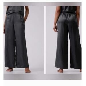 Athleta Calm Cool Lounging Wide Leg Satin Woments Pants Size Large 100% Cupro